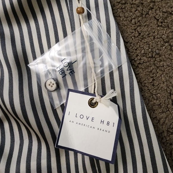 Blue/Cream Striped Silky Open Back Tank Top, Women's S - Picture 4 of 14